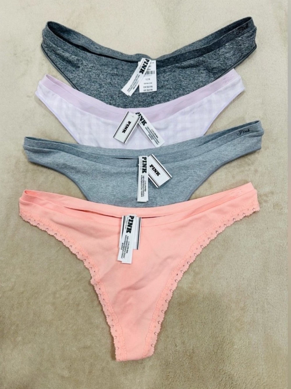 PINK Victoria’s Secret Blend Thong Panty 4 -pack -Large